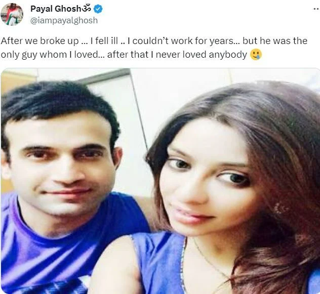 Payal Ghoshs post on X about dating Irfan Pathan